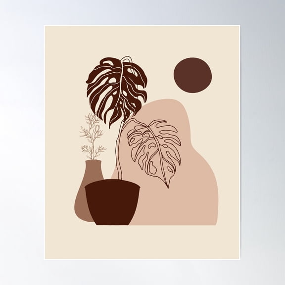 Minimal Modern Terraccota Pottery Abstract Leaves Shape Design Poster Wall Art, Modern Wall Decor For Living Room Bedroom, 12x18 UNFRAMED