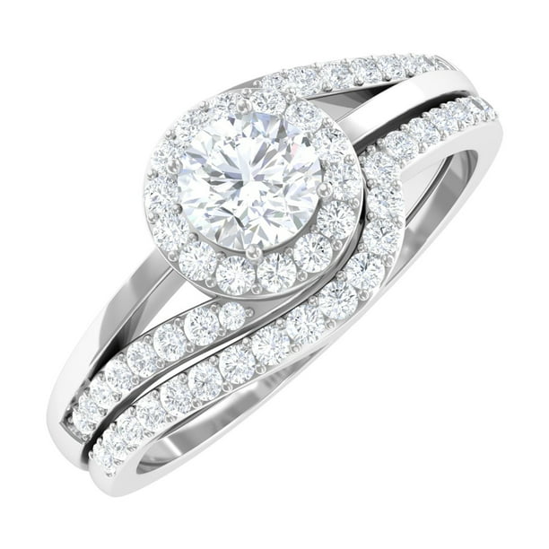 Minimalist Moissanite Bridal Ring Set with Enhancer D VS1 Quality Set of 2 Rings 18K White Gold US 3.50 Walmart Business Supplies