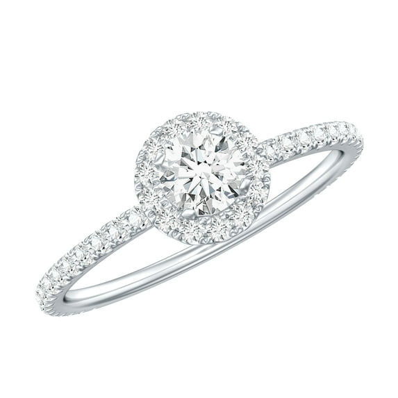 Minimal Moissanite Engagement Ring for Women (D-VS1 Quality, Rosec Jewels Ring), 18K White Gold, US 10.00