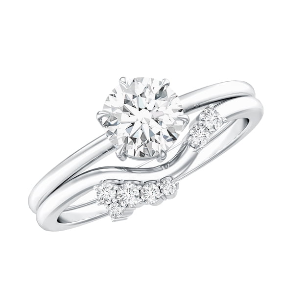 Rosec Jewels Moissanite Wedding Ring Set for Women - 1 Carat Engagement Ring with Enhancer - D-VS1 Grade Certified, 925 Sterling Silver, US 4.00