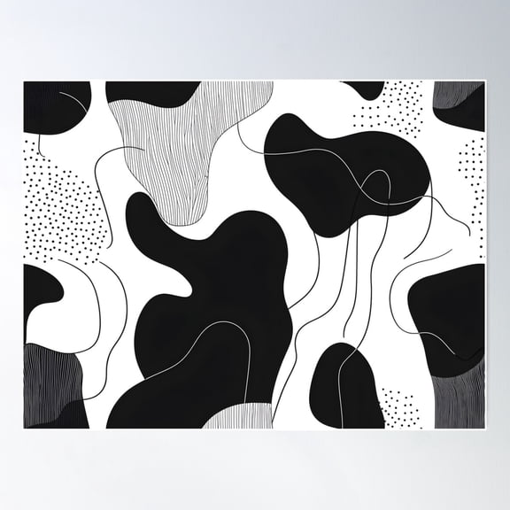 Minimal & Monochrome Abstract Pattern Poster Wall Art, Modern Wall Decor For Living Room Bedroom, 8x12 UNFRAMED