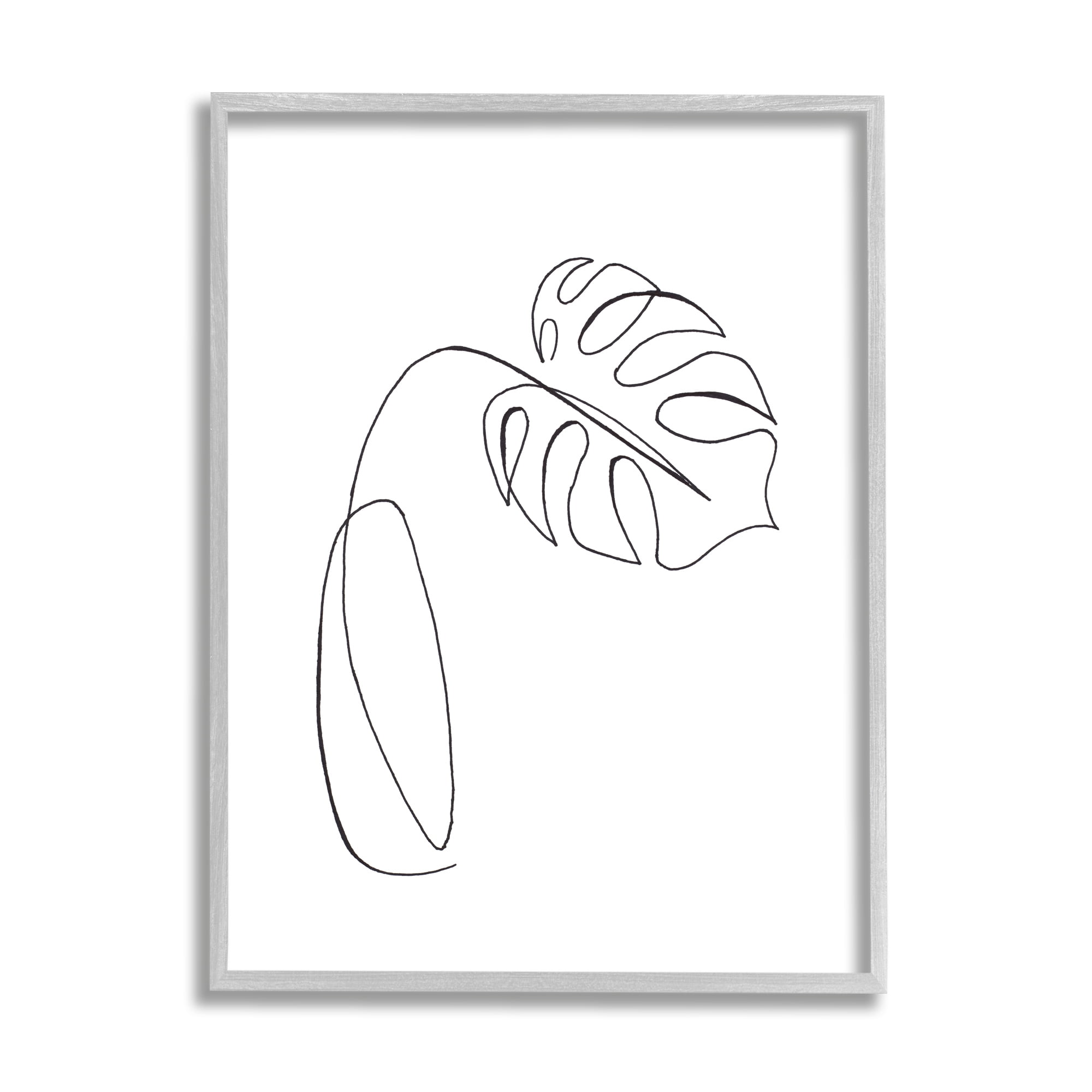 Stupell Industries Minimal Monstera Plant Single Line Drawing,11 x 14,Designed by Patricia Pinto