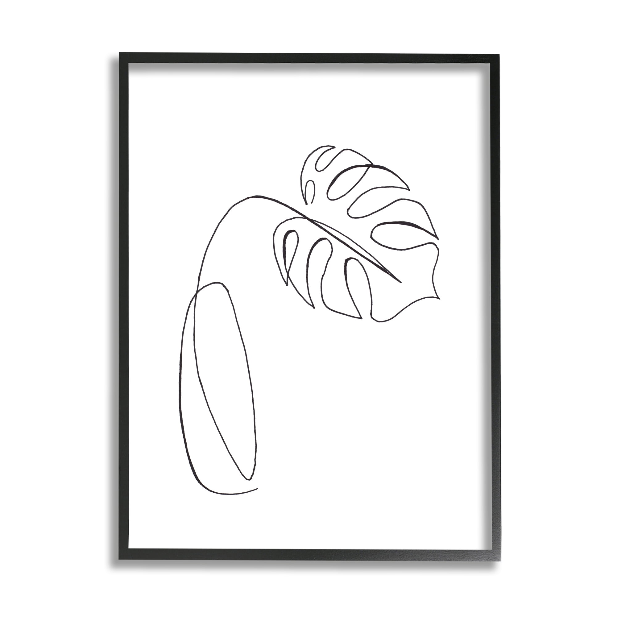 Minimal Monstera Plant Single Line Drawing 16 in x 20 in Framed Drawing Art Prints, by Stupell Home Décor