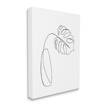 Minimal Monstera Plant Single Line Drawing 36 in x 48 in Drawing Canvas Art Print, by Stupell Home Décor