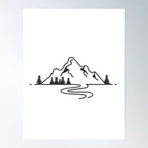 Minimal Mountain Landscape | Line Art Nature Design Poster Wall Art, Modern Wall Decor, 8x12 UNFRAMED