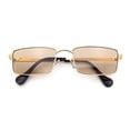 thumbnail image 1 of Minimal Narrow Rectangle Metal Rim Dad Fashion Sunglasses Gold - Brown, 1 of 8