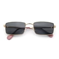 thumbnail image 1 of Minimal Narrow Rectangle Metal Rim Dad Fashion Sunglasses Gold Pink - Black, 1 of 8