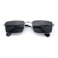 thumbnail image 1 of Minimal Narrow Rectangle Metal Rim Dad Fashion Sunglasses Silver - Black, 1 of 8