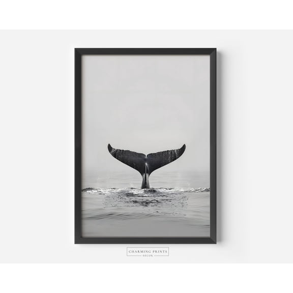 Minimal Nautical Whale Ocean Unframed Paper Print
