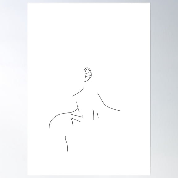 Minimal Neckline Drawing Illustration - Kim Poster Wall Art, Modern Wall Decor For Living Room Bedroom, 16x24 UNFRAMED