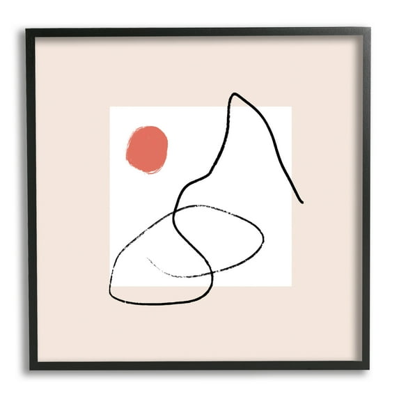 Minimal Nordic Landscape Abstraction Modern Neutral Tones Abstract Framed Art Print Wall Art, 17x17