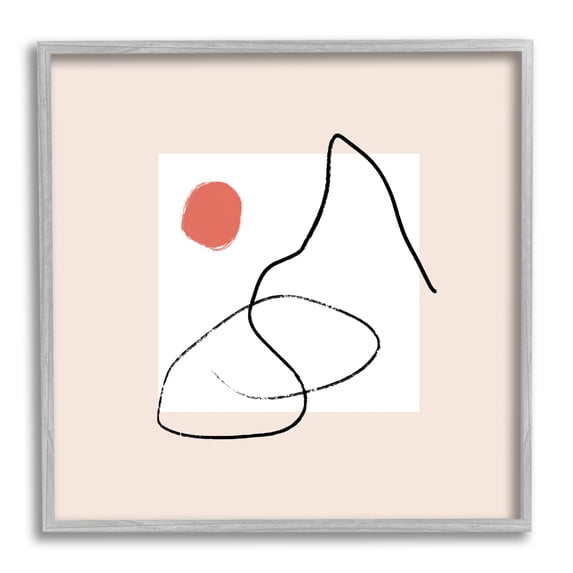 Minimal Nordic Landscape Abstraction Modern Neutral Tones Abstract Framed Art Print Wall Art, 17x17