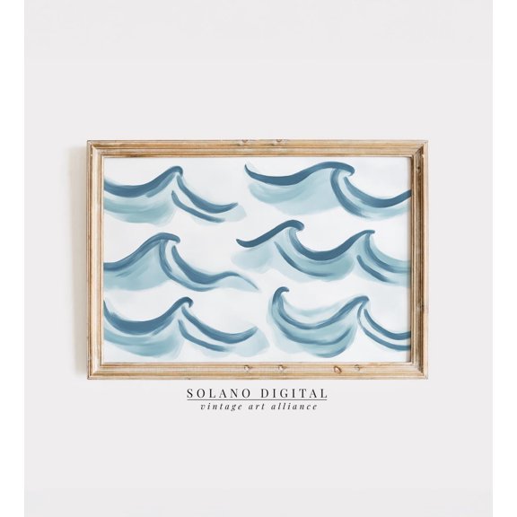 Minimal Ocean Wave Art Print Beach House Decor, Unframed Paper Poster 8x10in