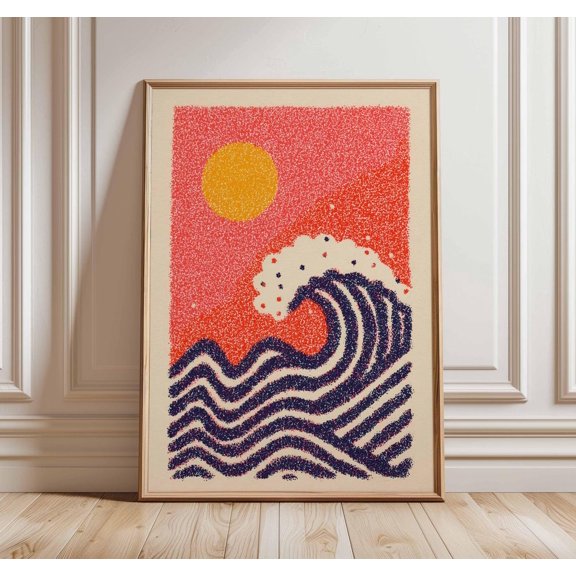 Minimal Ocean Wave Coastal Poster Unframed Paper Print