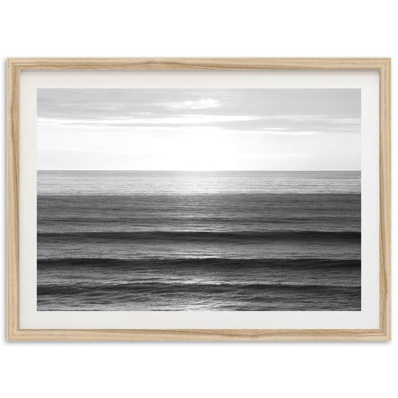 Minimal Ocean Waves Black And White Wall Art Home Decor Unframed Paper Print