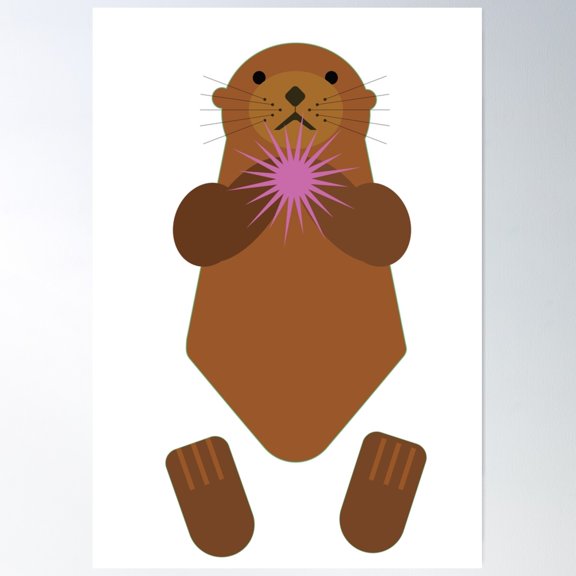 Minimal Pacific Sea Otter (Enhydra Lutris) Poster Wall Art, Modern Wall Decor For Living Room Bedroom, 16x24 UNFRAMED