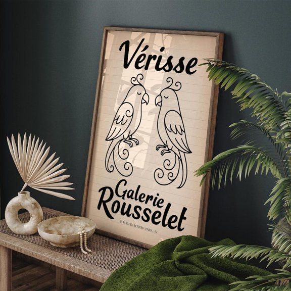 Minimal Parrot French Line Unframed Paper Print