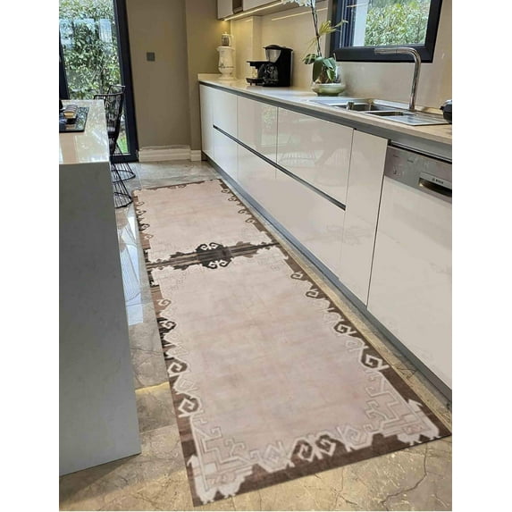 Minimal Pattern Flat Rug, Brown Rug, Flat Rug, Chenille Printed Design Rugs, Turkish Rug, Non-Slip Carpet, Runner Rug, Entry Rug, Personalized Rug, 2'x3' - 60x90 cm