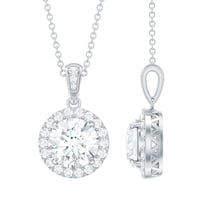 Rosec Jewels Minimal Pendant Necklace with Cubic Zirconia for Women, 925 Sterling Silver