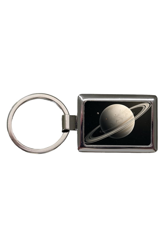 Minimal Planet Rings Space Saturn Metal Rectangle Keychain