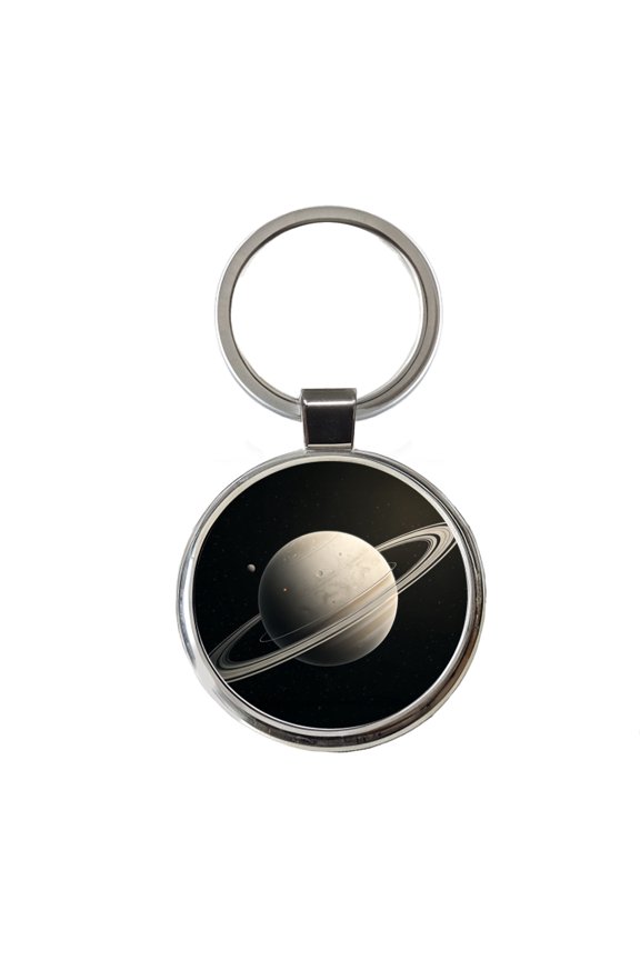 Minimal Planet Rings Space Saturn Metal Round Keychain