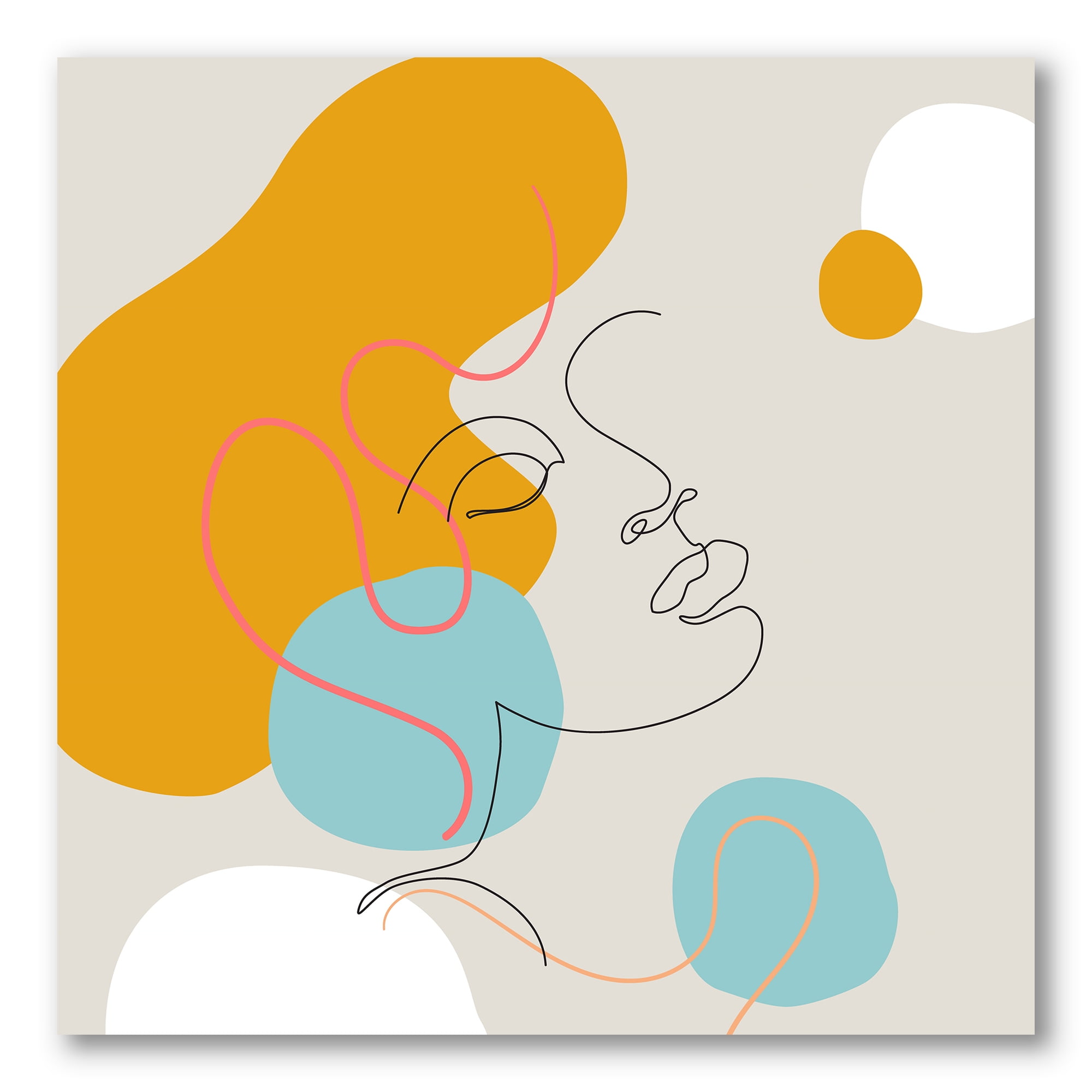 Minimal Portrait of Female Face Drawn With One Line I 36 in x 36 in Painting Canvas Art Print, by Designart