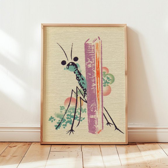 Minimal Praying Mantis Japanese Insect Decor Wall Art