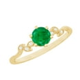 thumbnail image 1 of Rosec Jewels Minimal Promise Ring with Emerald and Diamond for Women (AAA Quality), 14K Yellow Gold, US 9.50, 1 of 8