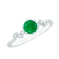 thumbnail image 1 of Rosec Jewels Minimal Promise Ring with Emerald and Diamond for Women (AAA Quality), 925 Sterling Silver, US 4.00, 1 of 8