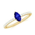 thumbnail image 1 of Rosec Jewels Certified Lab Grown Blue Sapphire Promise Ring for Women - 4X8 mm Marquise Shape - Blue Sapphire Diamond Ring, 10K Yellow Gold, US 3.50, 1 of 8