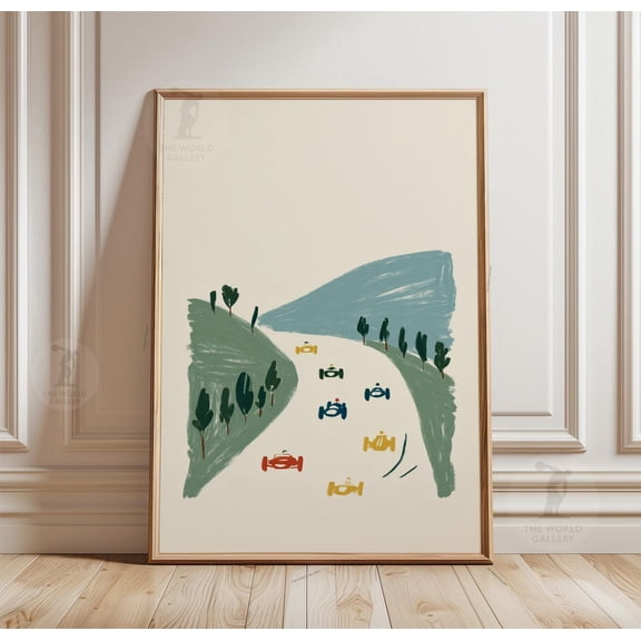 Minimal Racing Landscape Poster Abstract Motorsport Art Print Car Track Wall Art