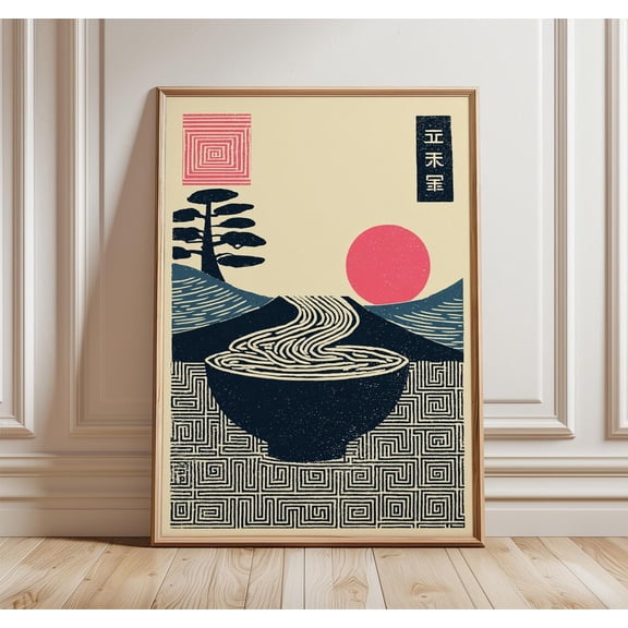 Minimal Ramen Noodle Poster, Unframed Paper Poster 8x10in