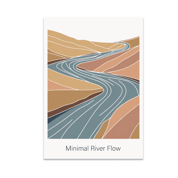 Minimal River Flow Art - Nature Lover - 13x19 Poster Print