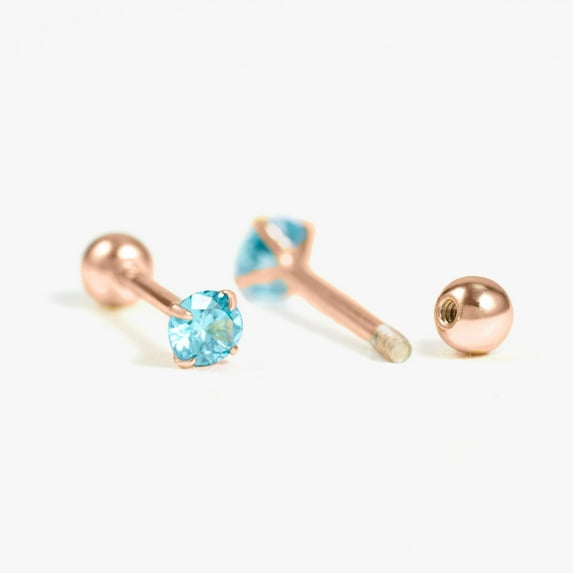 Minimal Rose Gold Birthstone Screw Back Earrings