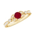 thumbnail image 1 of Rosec Jewels Ruby Diamond Engagement Ring for Women - Vintage Style Ring - AAA Quality Certified - with Jewelry Box, 18K Yellow Gold, US 5.00, 1 of 8