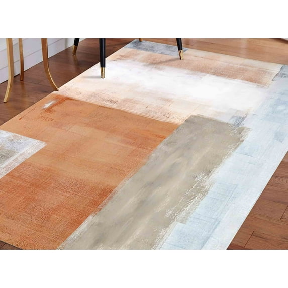 Minimal Rugs, Non Slip Rugs, Trendy Rugs, Gift For Him Rugs, Easy To Clean Rug, Modern Rug, Soft Tones Rug, Saloon Rugs, Printed Rug, 2.6'x6.5' - 80x200 cm