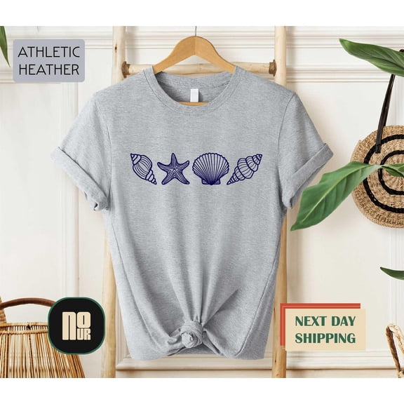 Minimal Seashell Shirt, Coastal Aesthetic T-Shirt, Cute Summer Beach Tee, Preppy Ocean Graphic Top, Y2K Soft Girl Style Shirt, Sea Lover Tee TSHIRT All Size S-5XL
