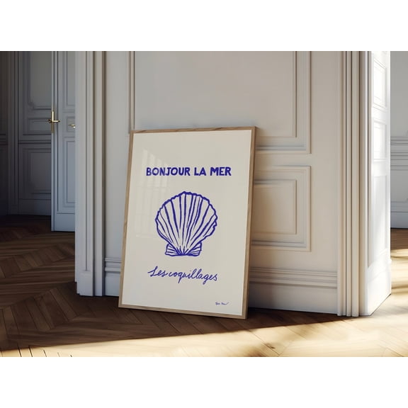 Minimal Seashell Sketch Coastal Wall Art Unframed Paper Print