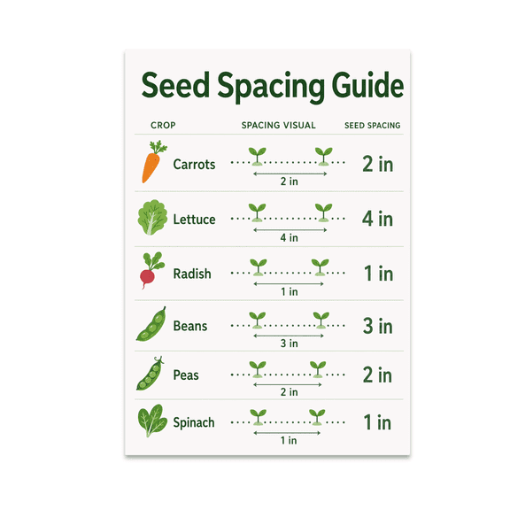 Minimal Seed Spacing Chart - Garden Enthusiast - 13x19 Poster Print