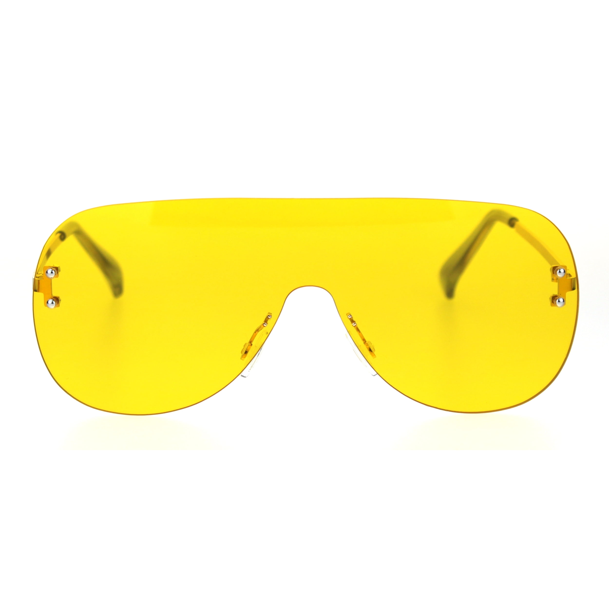 soleil483 ⑪ Minimal Shield Rimless Futuristic Large Racer Pilots Sunglasses
