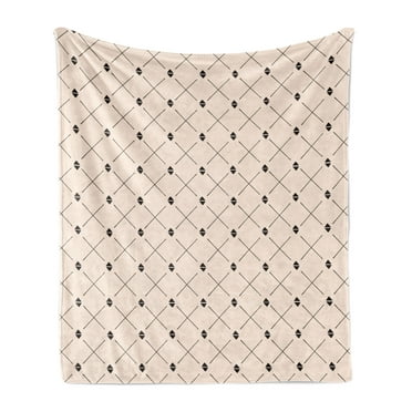 Minimal Soft Flannel Fleece Blanket, Repetitive Abstract Symmetric Pattern of Crossing Lines and Triangles, Cozy Plush for Indoor and Outdoor Use, 70" x 90", Champagne Charcoal Grey, by Ambesonne