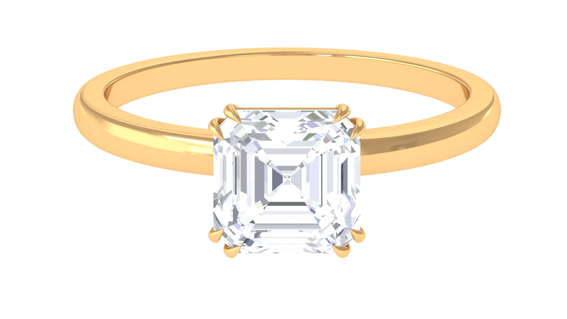 Minimal Solitaire Engagement Ring for Women - Asscher Cut Moissanite ...
