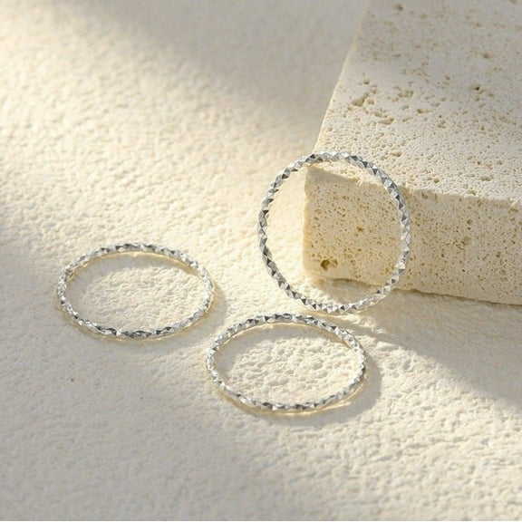 Minimal Sparkle Silver Ring, Dainty S999 Stackable Ring