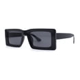 thumbnail image 1 of Minimal Squared Rectangle Plastic Mod Plastic Sunglasses All Black, 1 of 4