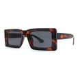 thumbnail image 1 of Minimal Squared Rectangle Plastic Mod Plastic Sunglasses Tortoise - Black, 1 of 4