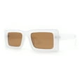 thumbnail image 1 of Minimal Squared Rectangle Plastic Mod Plastic Sunglasses White - Brown, 1 of 4