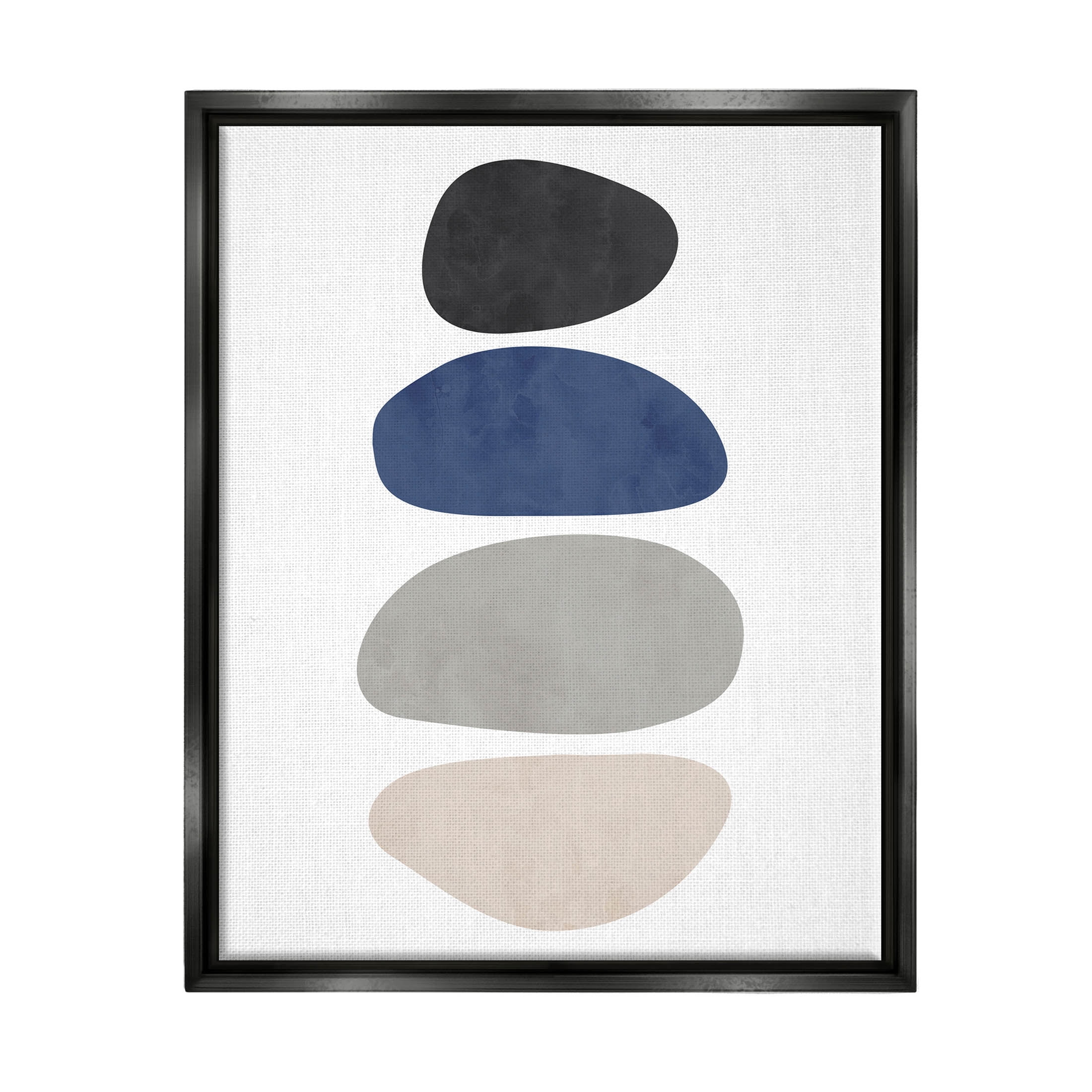 Minimal Stacked Round Shapes Abstract Graphic Art Jet Black Framed Art Print Wall Art