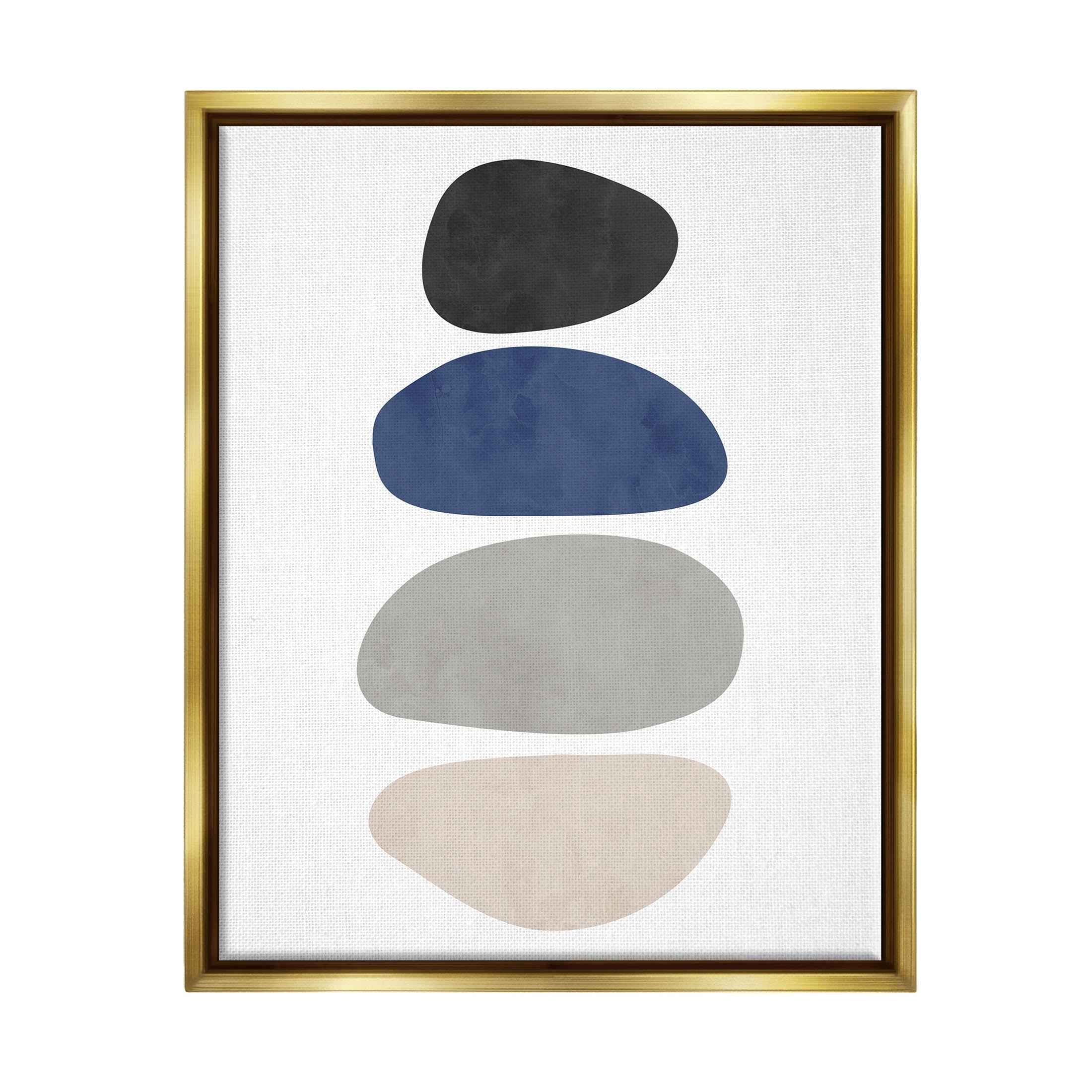 Minimal Stacked Round Shapes Abstract Graphic Art Metallic Gold Framed Art Print Wall Art