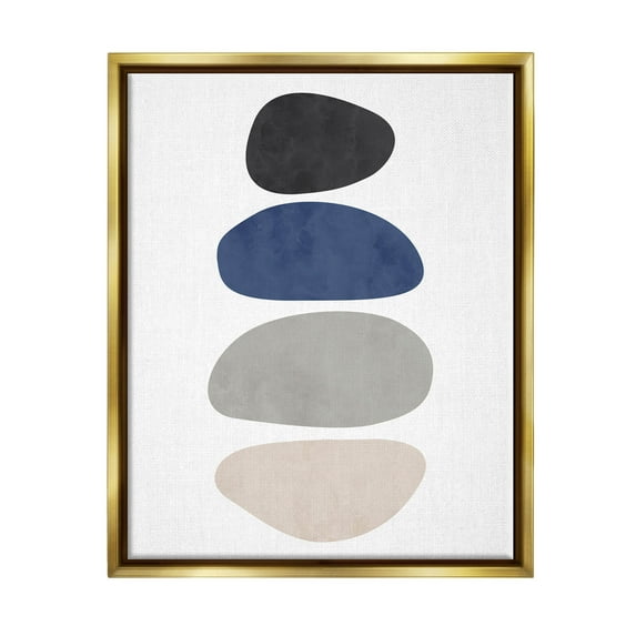 Minimal Stacked Round Shapes Abstract Graphic Art Metallic Gold Framed Art Print Wall Art