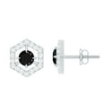 thumbnail image 1 of Rosec Jewels Minimal Stud Earrings with Black Spinel and Diamond for Women - AAA Grade, 925 Sterling Silver, 1 of 8